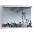 thumbnail image 1 of Black and White Pillow Sham Statue of Liberty of New York City Famous American Monument, Decorative Standard Queen Size Printed Pillowcase, 30 X 20 Inches, Pale Grey Black White, by Ambesonne, 1 of 2