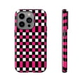 thumbnail image 1 of Black White & Pink Checkered Shape Tough iPhone 15 Case-iPhone-iPhone Case, 1 of 3