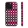 thumbnail image 1 of Black White & Pink Checkered Shape Tough iPhone 15 Case-iPhone-iPhone Case, 1 of 2