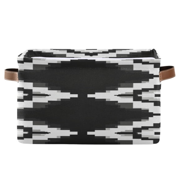 Black White Pixel Art Square Storage Bins with Handles Collapsible Containing Box 1 Pack