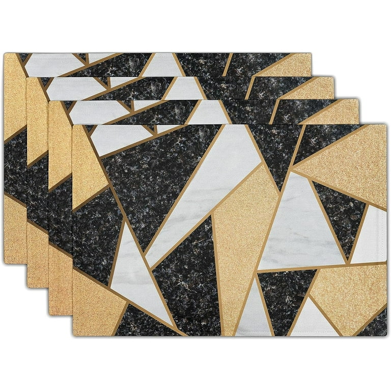 Black and White Placemats Set of 4 Marble Stone Table Mat Heat