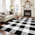 thumbnail image 1 of Black White Plaid Area Rug 5x7 FT, Non Slip Bedroom Throw Carpet, Spring Farmhouse Buffalo Checkered Washable Soft Floor Carpet Non-Shedding Rug for Dining Room Bedside Classroom Desk, 1 of 9