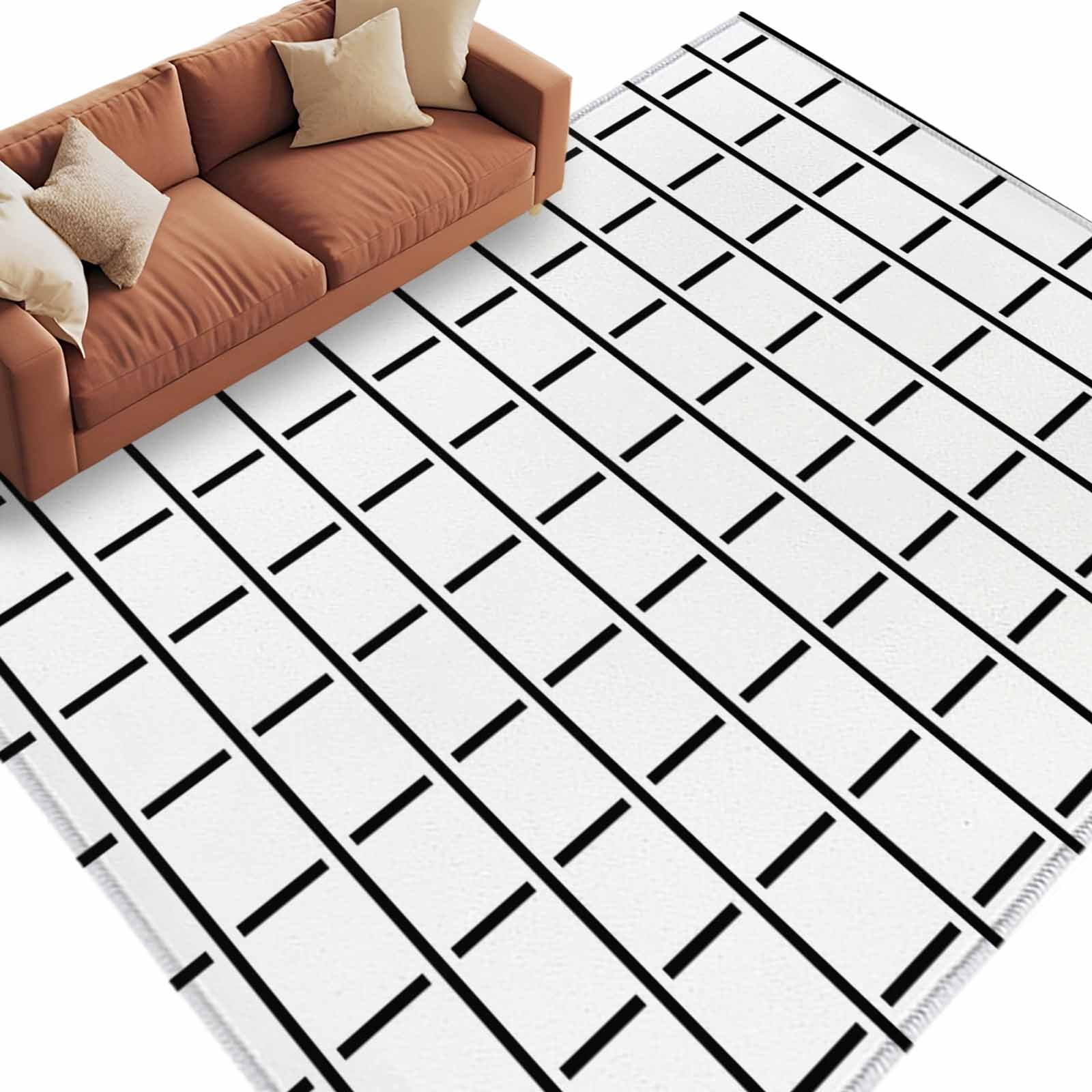 Photo inspiration: Picture Idea: Black White Plaid Area Rug 5X7 Washable Rug Non Slip