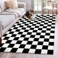 thumbnail image 1 of Black White Plaid Area Rugs 2.7'x5', Washable Small Throw Rugs for Kitchen Bedroom, Farmhouse Modern Minimalist Geometric Indoor Outdoor Rug Non-Slip Low Pile Carpet Runner Reversible Floor Mats, 1 of 8