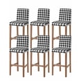 thumbnail image 1 of Black White Plaid Bar Stool Covers Set of 6, Gradient Geometric Buffalo Checkered Stretch Washable Bar Chair Covers with Backs, Removable Pub Counter Height Chair Cover for Kitchen Dining Room Cafe, 1 of 7