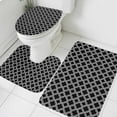 thumbnail image 1 of Black White Plaid Bathroom Rugs Set Abstract Black Morocco Texture Non Slip Absorbent Soft Bath Mats 3 Piece Set with Bathroom Rug, U-Shaped Floor Mat, Toilet Seat Cover Large Size, 1 of 9