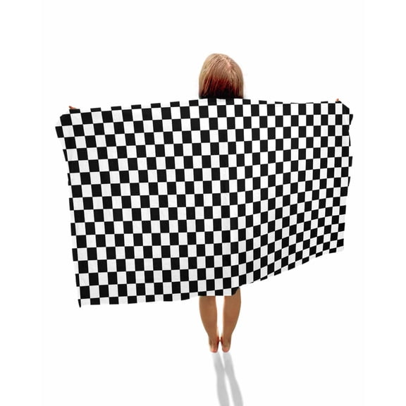 Black White Plaid Beach Towels Oversized Super Absorbent, Modern Buffalo Check Gingham Art Lightweight Bath Towel Quick Dry Sets For Bathroom/Pool/Rv Camping/Beach Play/Gym Room/Picnic 30"x60"