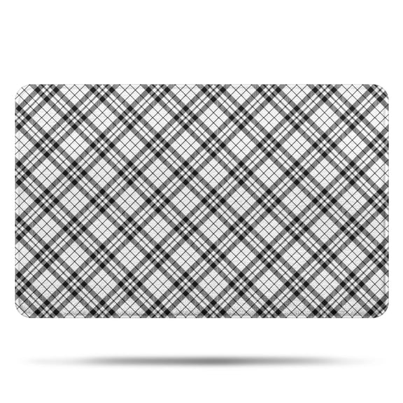 Black White Plaid Checkered Pattern Bathroom Rugs Mat,Non Slip Microfiber Bathroom Rug,Rubber Backing,Soft Bathroom Mats for Bathroom Floor,Tub and Shower,20x32in(50x80cm)