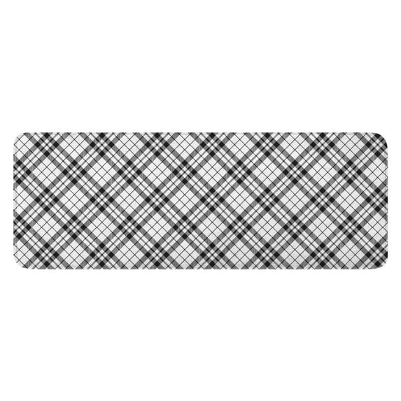 Black White Plaid Checkered Pattern Kitchen Rug Mat,Kitchen Runner Rugs Non Skid Washable,Decorative Kitchen Floor Mats for Kitchen,Sink,Laundry,17"x47.2"