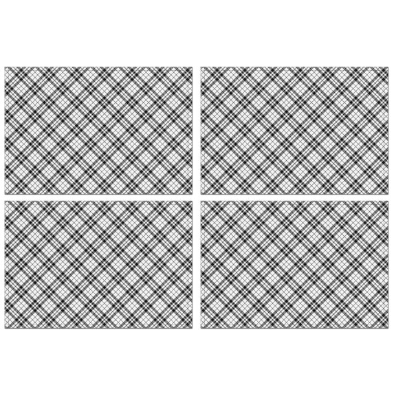 Black White Plaid Checkered Pattern Summer Placemats Table Placemats Set Of 4-Linen Kitchen Washable Placemats Table Mats 11.8"x17.7" Non-Slip Heat Resistant
