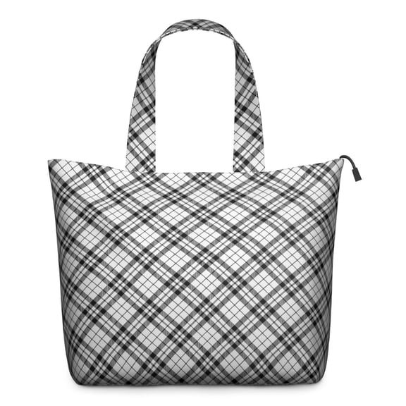 Black White Plaid Checkered Pattern Travel Tote Bags for Women Carry On,Large Weekender Bags for Women Travel,Multi Functional Duffle Bag for Work,Shopping,Sports