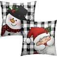 thumbnail image 1 of Black and White Plaid Christmas Pillows Covers 18x18 Set of 2 Winter Snowman and Santa Claus Pillow Cases Snowflakes Cushion Cases Home Decor for Living Room Bed Sofa, 1 of 6
