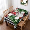 thumbnail image 1 of Black White Plaid Christmas Table Cloth Waterproof Tablecloths, Gnomes Xmas Tree Snowflake Winter Tablecloth Dining Table Cover for Kitchen Party Tabletop Outdoor, Rectangle Tablecloth 52x70 Inch, 1 of 9