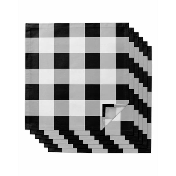 Black White Plaid Cloth Napkins Washable Set of 6, Spring Farmhouse Buffalo Checkered Reusable Dinner Table Napkins Cloth Bulk for Weddings Kitchen Restaurants Hotel Events Parties 20 x 20 Inch