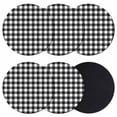 thumbnail image 1 of Black White Plaid Coasters Set of 6, Modern Simple Buffalo Check Gingham Absorbent Coasters for Drinks, Coaster for Bar Office Dining Coffee Table Accessories Decor, Non Slip Round Desk Coaster, 1 of 9