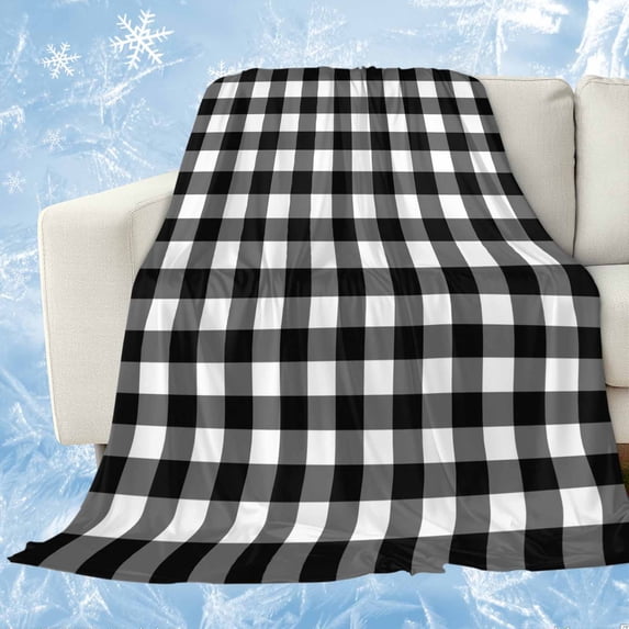 Black White Plaid Cooling Blanket,Lightweight Breathable Summer Throw Blanket with Double Sided Cold Effect,Modern Simple Buffalo Check Gingham Picnic Blankets Bed Sheet for Hot Sleepers 30"x40"