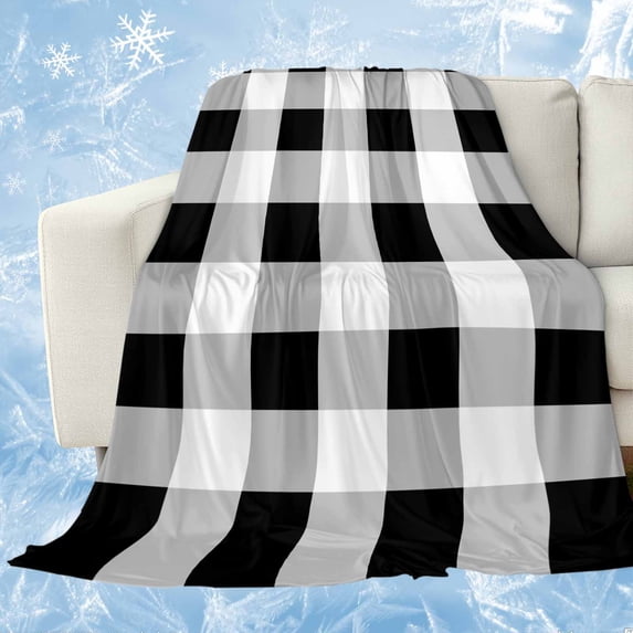 Black White Plaid Cooling Blanket,Lightweight Breathable Summer Throw Blanket with Double Sided Cold Effect,Spring Farmhouse Buffalo Checkered Picnic Blankets Bed Sheet for Hot Sleepers 40"x60"