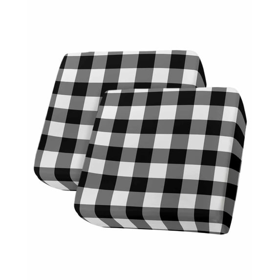 Black White Plaid Couch Cushion Covers Stretch, Washable Sofa Seat Covers Individual Seat Cushion Sofa Slipcovers Gradient Geometric Buffalo Checkered Couch Cover Furniture Protector S-2PCS