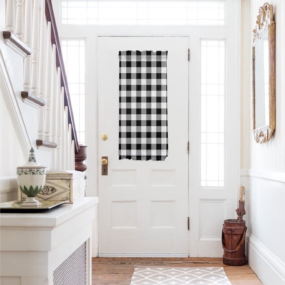 Black and White Plaid Door Curtains for Door Window, French Sidelight Front Back Door Curtains With Tieback, Farmhouse Checkered Buffalo Kitchen Rod Pocket Drapes Panel, 25"x40"