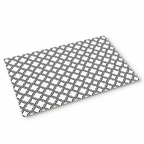 Black White Plaid Door Mat Abstract White Morocco Texture Non Slip Absorbent Entrance Mat Washable Low Profile Indoor Doormat for Front Door Entryway Entry 18"x30"