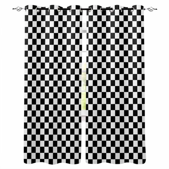 Black White Plaid Kitchen Curtains Modern Buffalo Check Gingham Art Cafe Short Curtains for Bathroom Blackout Window Curtain Grommet Small Window Treatment Drapes for Bedroom Living Room 27.5"x39"x2