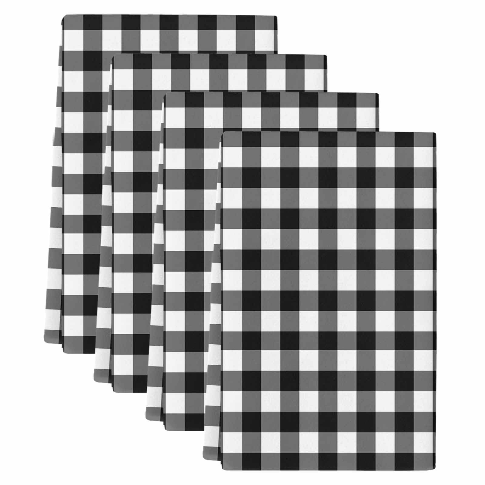 Black White Plaid Kitchen Towels Set of 4, Absorbent Microfiber Dish ...