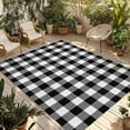 thumbnail image 1 of Black White Plaid Outdoor Rug 4x6 Ft - Reversible Patio Rug Outdoor Camping Rugs, Gradient Geometric Buffalo Checkered Washable Indoor Outdoor Area Rugs, Non-Slip Outdoor Carpet Runner for Deck/Porch, 1 of 8