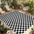 thumbnail image 1 of Black White Plaid Outdoor Rug 6x9 Ft - Reversible Patio Rug Outdoor Camping Rugs, Modern Buffalo Check Gingham Art Washable Indoor Outdoor Area Rugs, Non-Slip Outdoor Carpet Runner for Deck/Porch, 1 of 8