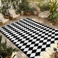 thumbnail image 1 of Black White Plaid Outdoor Rug for Patio/Deck/Porch, Non-Slip Large Area Rug 3 x 5 Ft, Modern Minimalist Geometric Checkered Indoor Outdoor Rugs Washable Area Rugs, Camping Rug Carpet Runner, 1 of 8