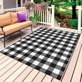 thumbnail image 1 of Black White Plaid Outdoor Rug for Patio/Deck/Porch, Non-Slip Large Area Rug 3 x 5 Ft, Modern Simple Buffalo Check Gingham Indoor Outdoor Rugs Washable Area Rugs, Reversible Camping Rug Carpet Runner, 1 of 8