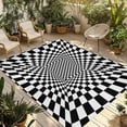 thumbnail image 1 of Black White Plaid Outdoor Rug for Patio/Deck/Porch, Non-Slip Large Area Rug 4 x 6 Ft, Modern Abstract Checkered Striped Indoor Outdoor Rugs Washable Area Rugs, Reversible Camping Rug Carpet Runner, 1 of 8