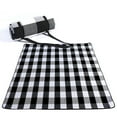 Black White Plaid Picnic Blanket Waterproof Foldable Outdoor Beach
