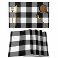 thumbnail image 1 of Black White Plaid Placemats Set of 4 Farmhouse Modern Abstract Art Buffalo Place Mats Indoor Wipeable Table Mats Washable Cloth Dining Table Placemats for Kitchen Holiday Party Home Decor 13x19 Inch, 1 of 9