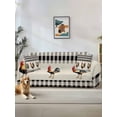 thumbnail image 1 of Black White Plaid Rooster Couch Cover for 2 Cushion Sofa, Vintage Farmhouse Checkered Rustic Washable Loveseat Sofa Covers Slipcover for Sectional Sofas L-Shaped, Couch Throw Cover 71"x118", 1 of 9