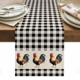 thumbnail image 1 of Black White Plaid Rooster Table Runner - 48 Inch Long, Kitchen Dining Table Runner Dresser Scarves, Vintage Farmhouse Checkered Rustic Farmhouse Decor for Coffee Tables Wedding Party Banquet, 1 of 8