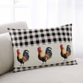 thumbnail image 1 of Black White Plaid Rooster Throw Pillow Covers, Vintage Farmhouse Checkered Rustic Soft Breathable Pillow Cases with Zipper for Sleeping, Small Pillowcases for Couch Bed Sofa Chair 16x24 Inches, 1 of 6
