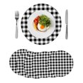 thumbnail image 1 of Black and White Plaid Round 15 Inch Placemats Set of 6, Farmhouse Checkered Buffalo HeatResistant Non Slip Place Mats for Dining Table, Wipeable Braided Kitchen Table Mats for Housewarming, 1 of 9
