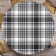 thumbnail image 1 of Black and White Plaid Round Fitted Tablecloth with Elastic Edge, Geometric Gingham Waterproof Table Cover, Indoor Outdoor Table Cloth for Kitchen Dinner, Outdoor, Picnic, 36"-44", 1 of 6