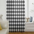 thumbnail image 1 of Black White Plaid Semi Sheer Curtains Drapes for Living Room, Bedroom, French Doors Window 108 Inches Long, Modern Simple Buffalo Check Gingham Rod Pocket Chiffon Curtain Drapery Voile Drape Panel, 1 of 6
