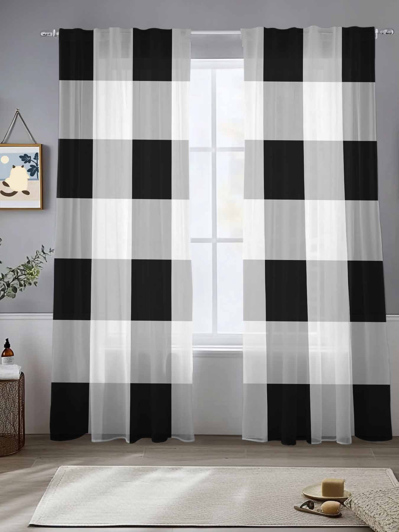 Stunning Black And White Checkered Curtains Photos