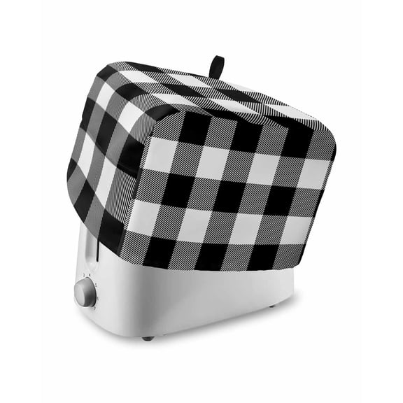 Black White Plaid Small Toaster Cover 2 Slice, Kitchen Appliance Covers, Farmhouse Modern Abstract Art Buffalo Toaster Oven Cover with Loop, Bread Machine Cover Polyester Dust Cover Protection