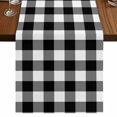 thumbnail image 1 of Black White Plaid Table Runner 108 Inches Long,Gradient Geometric Buffalo Checkered Cotton Linen Table Runners Dresser Scarves,Decorative Tabletop Scarf Furniture Cover for Home Dinner Party 13"x108", 1 of 8