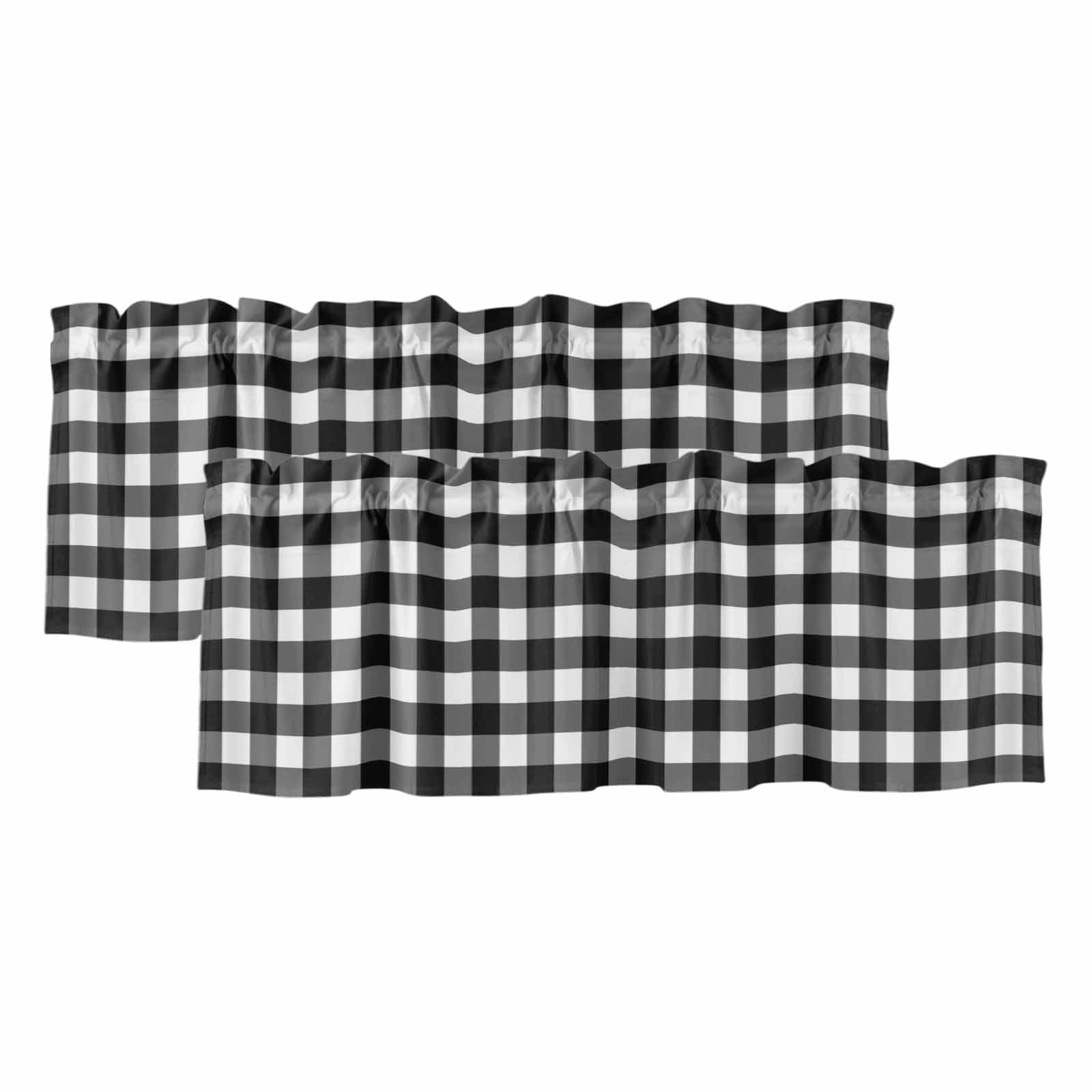 Black White Plaid Valances for Windows, Decorative Rod Pocket Window ...