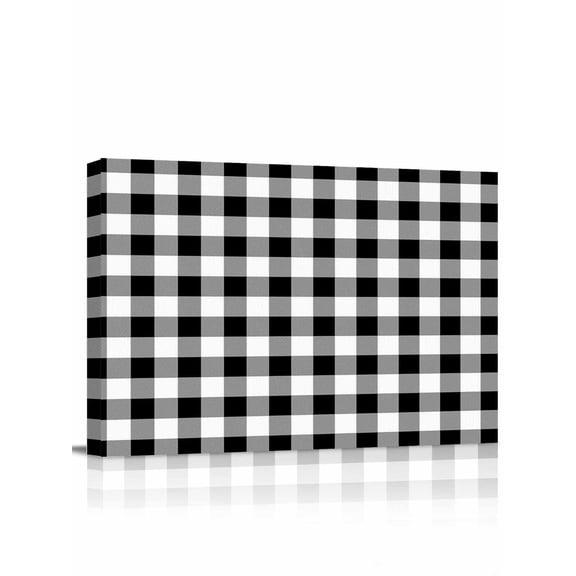 Black and White Plaid Wall Art for Living Room,Canvas Picture Wall Decor for Bathroom Bedroom,Farmhouse Checkered Buffalo Painting Artwork for Office Kitchen Hallway Dining Room Home Decor 12"x16"