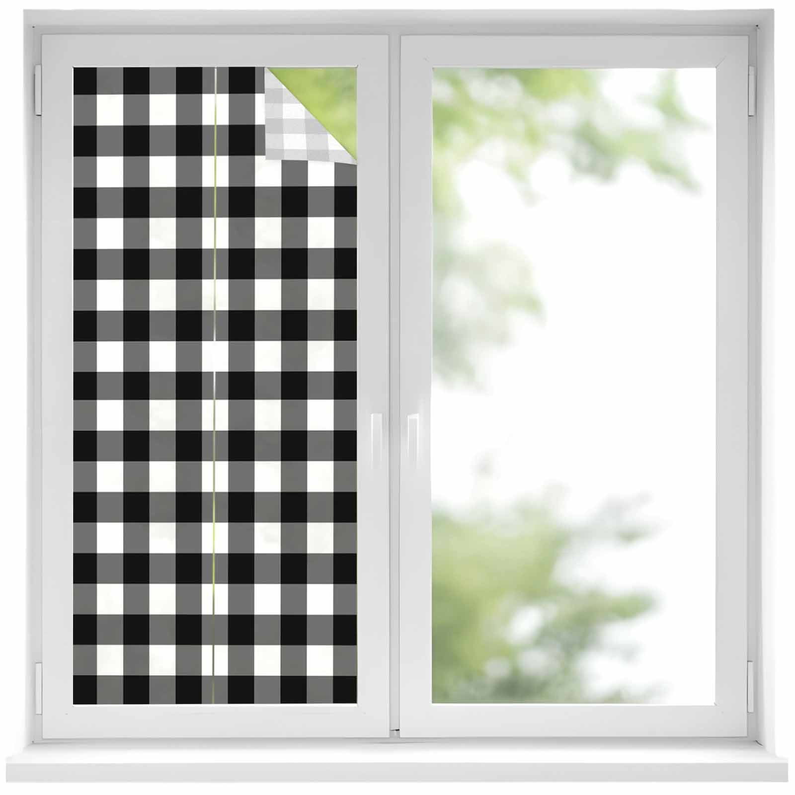 Black White Plaid Window Privacy Film, Modern Simple Buffalo Check ...