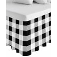 thumbnail image 1 of Black White Plaid Wrap Around Bed Skirts for Queen Bed 16" Drop,Bed Skirt with Adjustable Elastic Belt Dust Ruffle Bed Valance for Bedroom Hotel Spring Farmhouse Buffalo Checkered Bed Frame Cover, 1 of 7