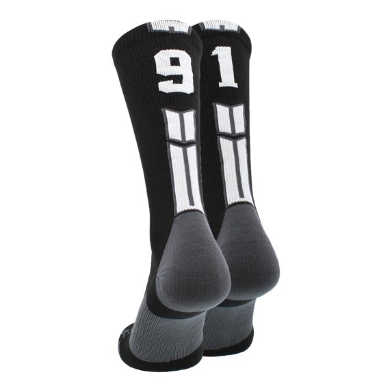 Black/White Player Id Crew Number Socks (#91, Medium)