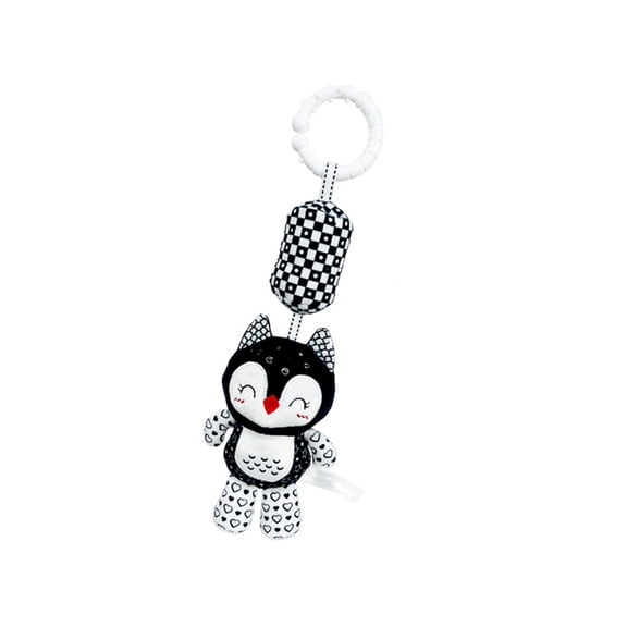 Black White Plush Rattle Teether Toy For Baby Soft Sensory Crib Mobile Auditory Development Toy