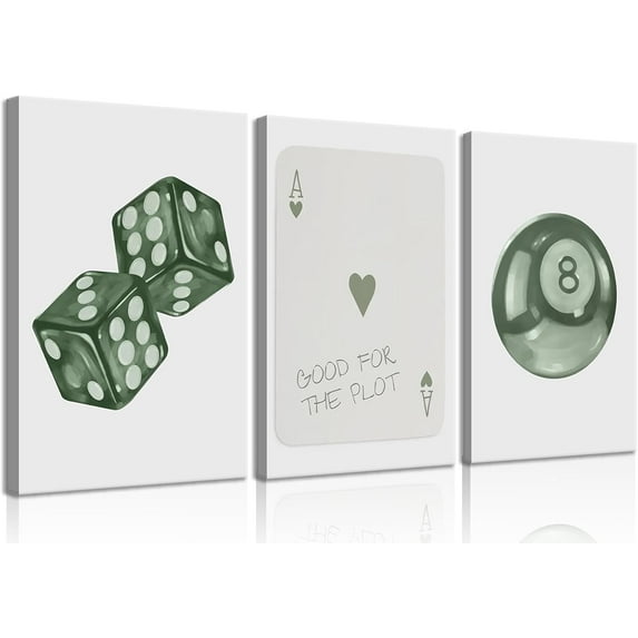 Black and White Poker Dice Canvas Wall Art Lucky You Poster Prints Trendy Funky Preppy Y2K 8 Ball Pictures Artwork Aesthetic Painting for Game Room Apartment Dorm Decor Unframed