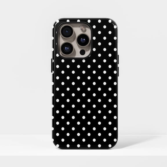 Black White Polka Dot Collage Pattern Phone Case for iPhone 11 12 13 14 15 16 17 Pro Max